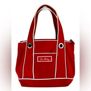 Vera Bradley Red nautical tote W/ white piping